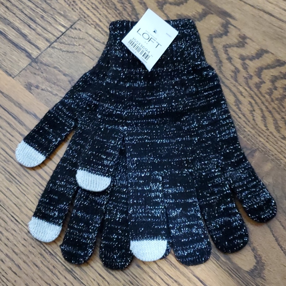 NWT Ann Taylor Loft Metallic & Black gloves
